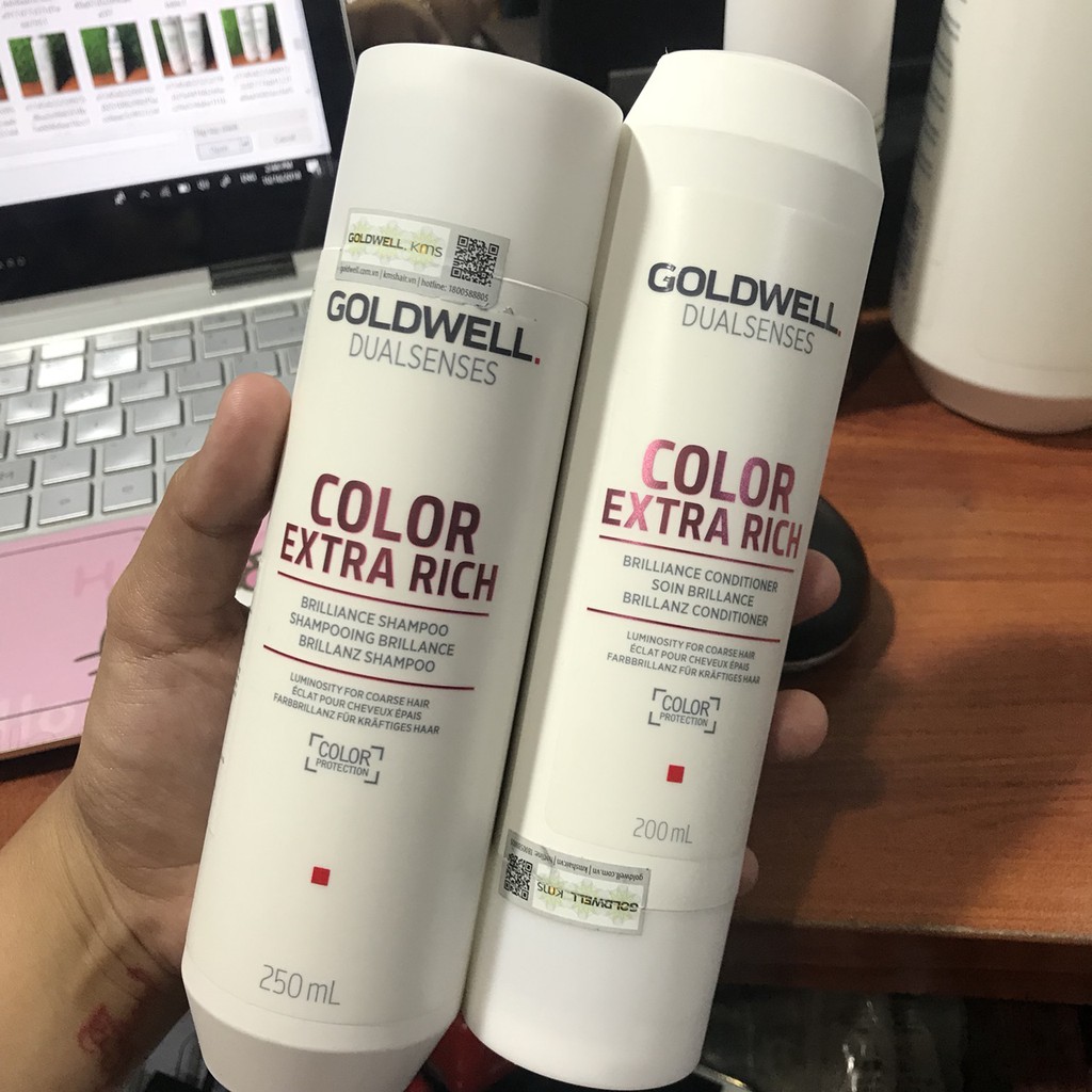 Cặp Dầu gội xả Goldwell Color Extra Rich siêu dưỡng màu nhuộm chính hãng