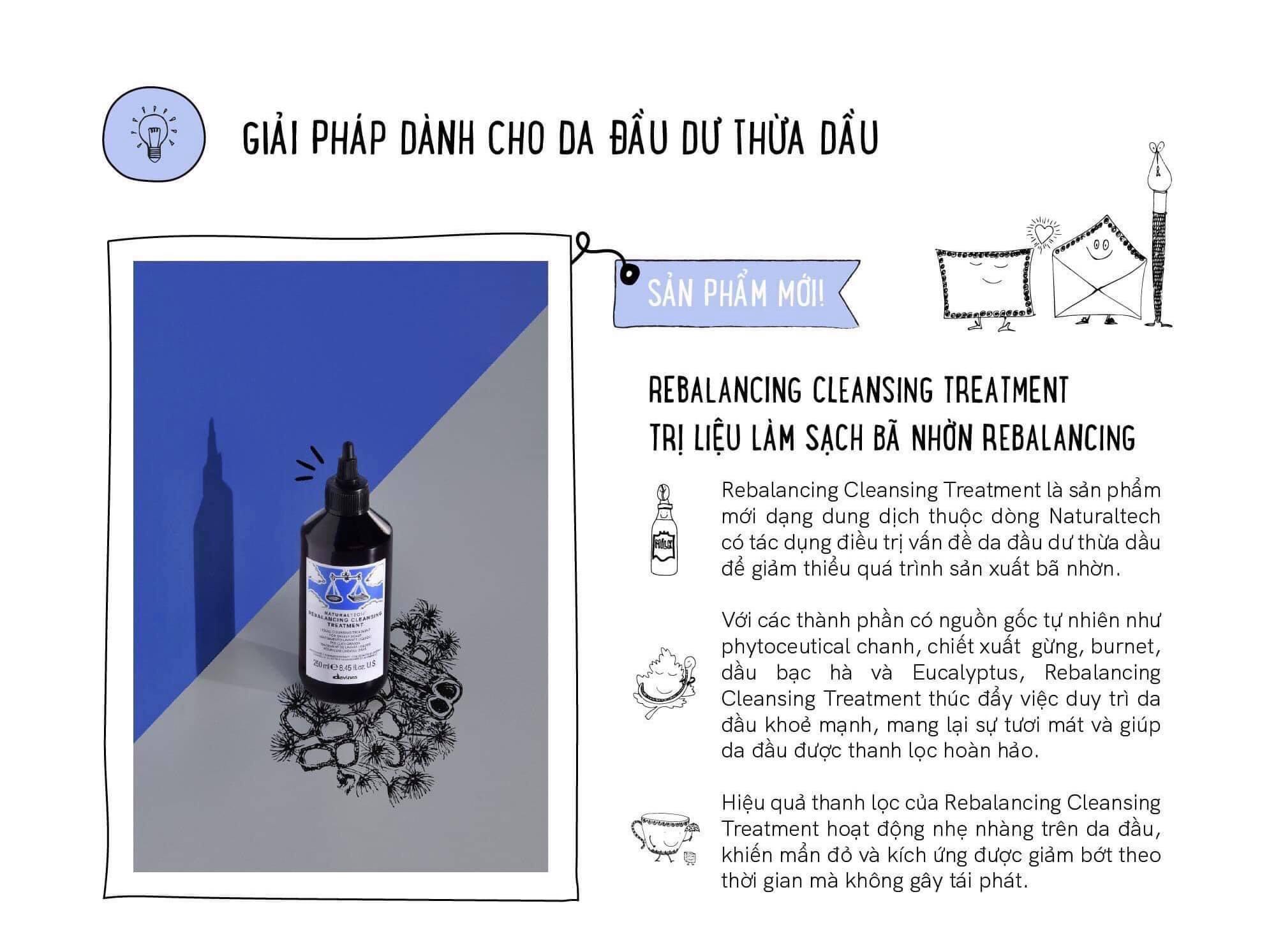 Davines Rebalancing Cleansing Treatment loại bỏ dầu thừa trên da đầu