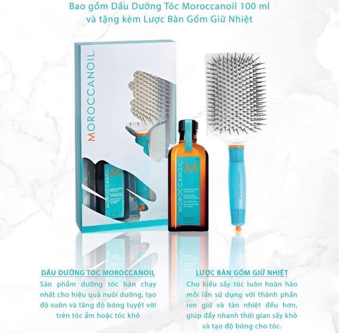 Combo Tinh Dầu Dưỡng Tóc Moroccanoil 100ml + Lược Moroccanoil