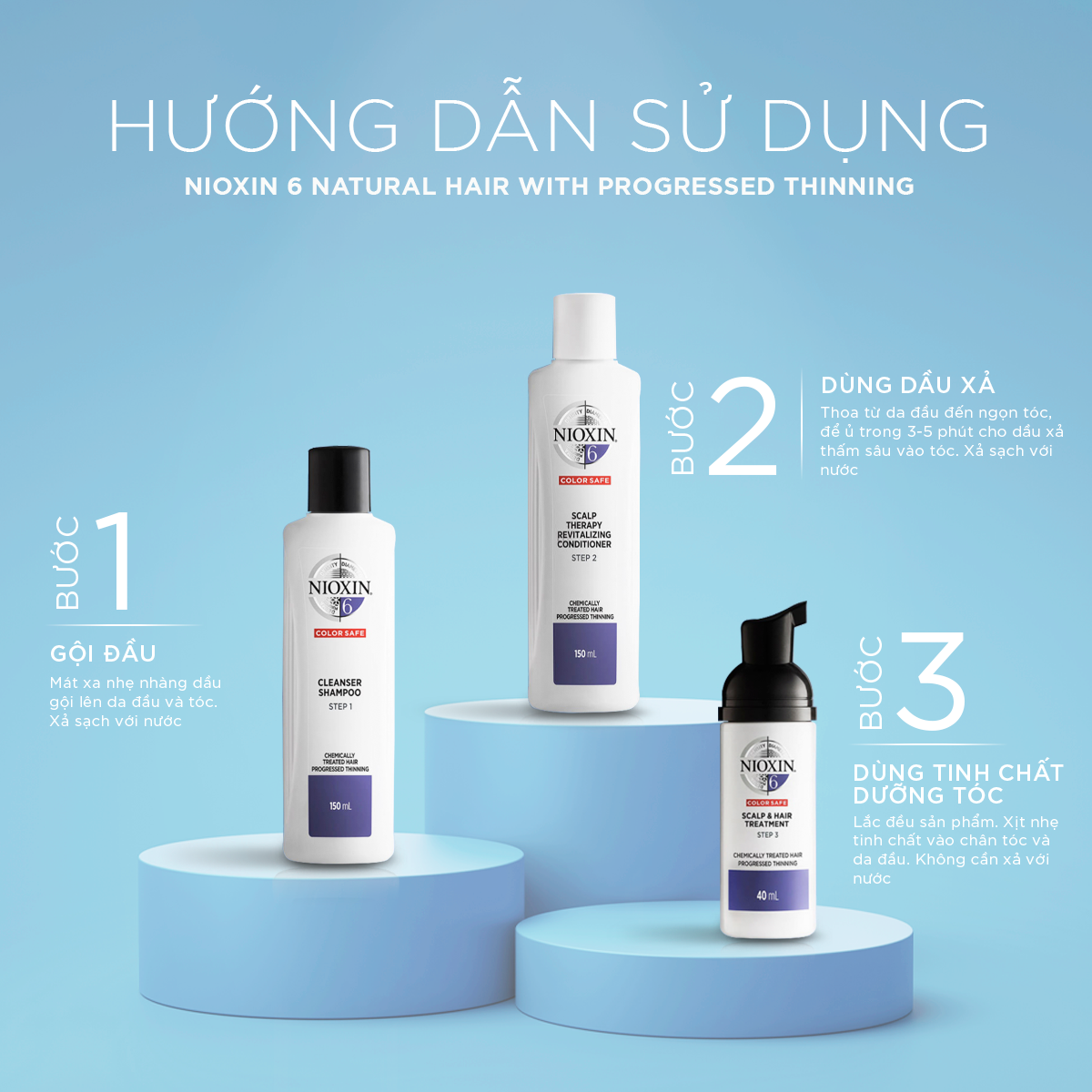 4 Bước sử dụng bộ dầu gội Nioxin