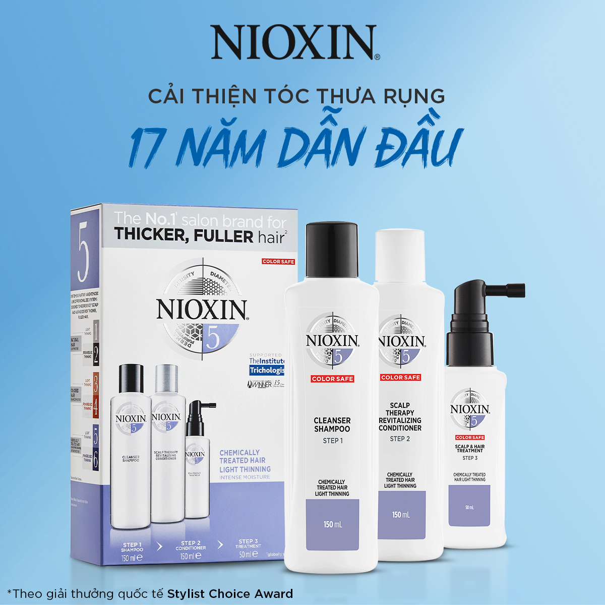 Bộ Chăm Sóc Tóc Nioxin 5 Dành Cho Tóc Tạo Kiểu, Thưa Mỏng, Rụng Nhẹ
