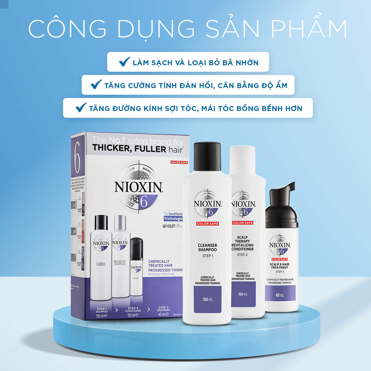 Bộ Chăm Sóc Tóc Nioxin 6 Cho Tóc Tạo Kiểu, Thưa, Rụng Nhiều