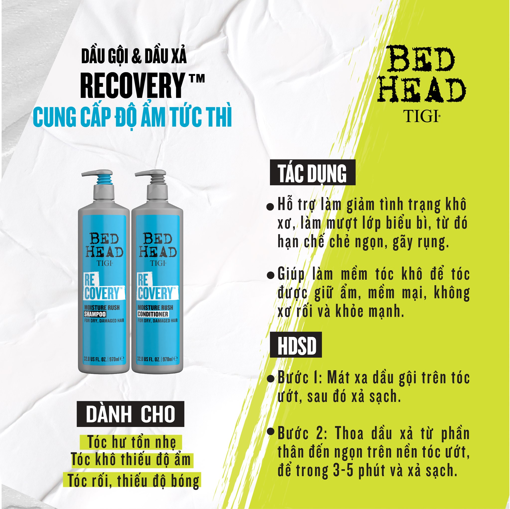 Cặp Gội Xả Tigi Số 2 Dành cho tóc khô xơ rối