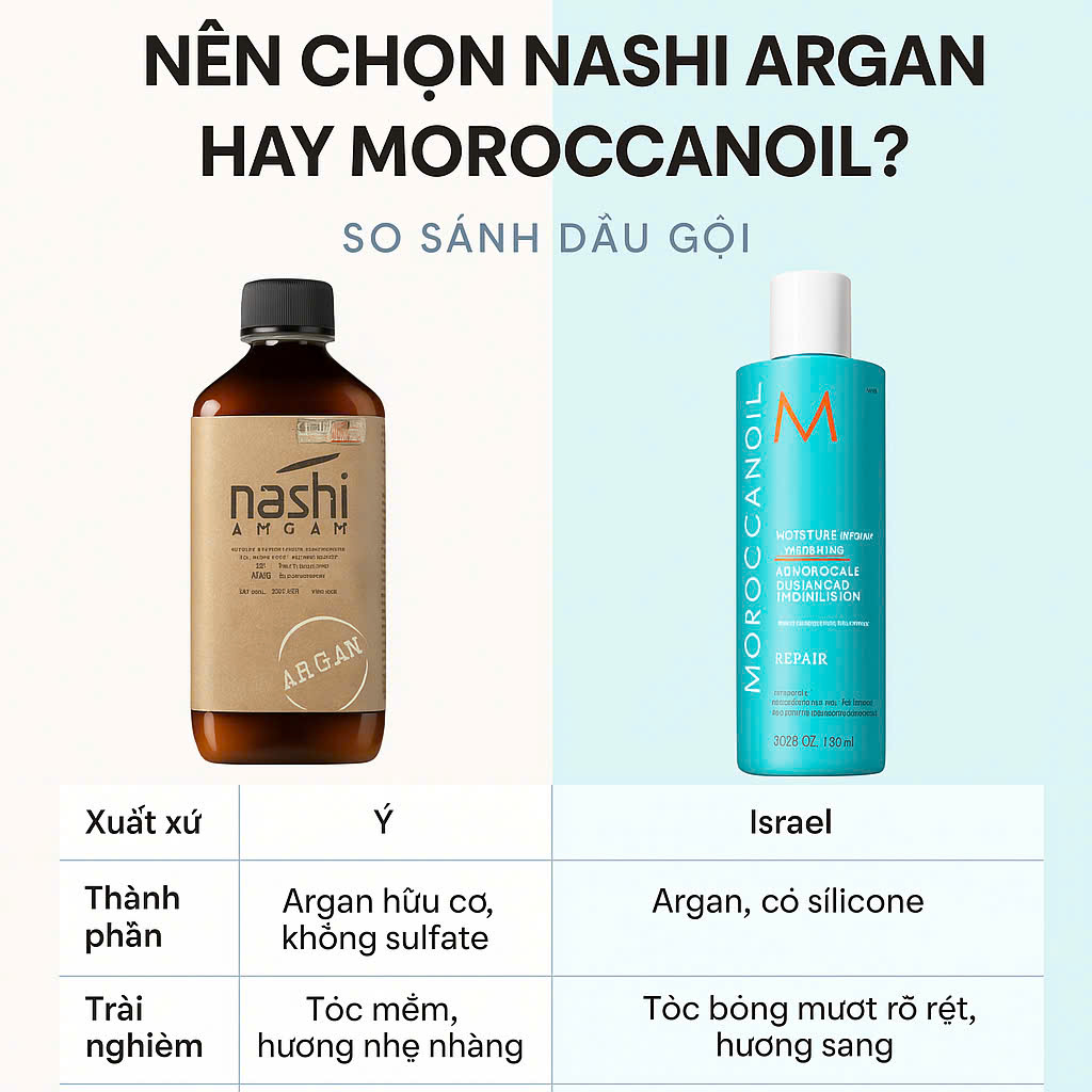 So Sánh Dầu Gội Nashi và Moroccanoil: Đâu Là Sự Lựa Chọn Hoàn Hảo Cho Mái Tóc Của Bạn?