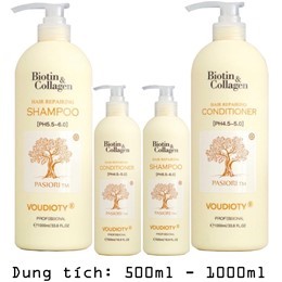 Dầu Gội Xả Biotin Collagen Voudioty Phục Hồi Tóc Hư Tổn